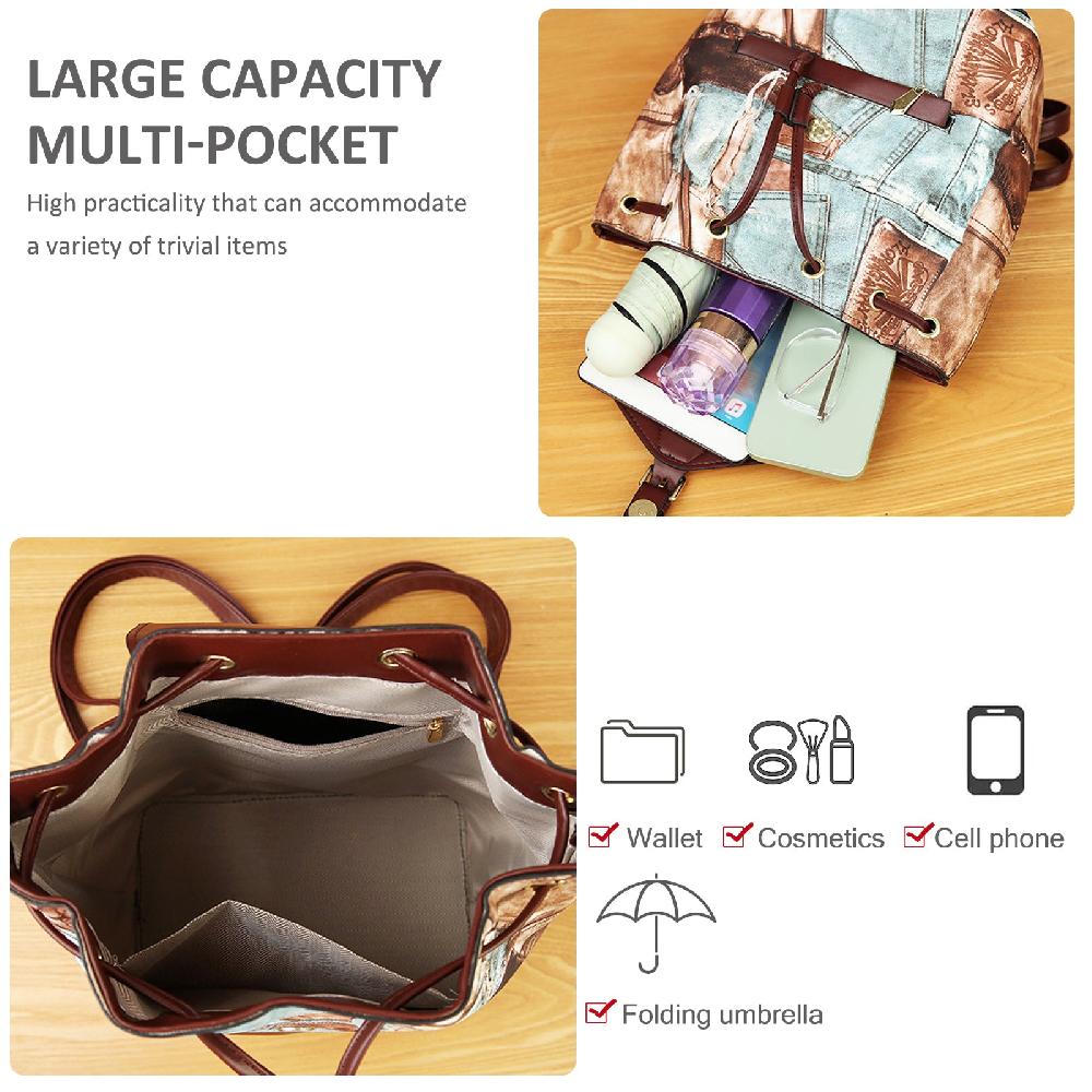 Nicole & Doris Small Vintage Backpack With Printed