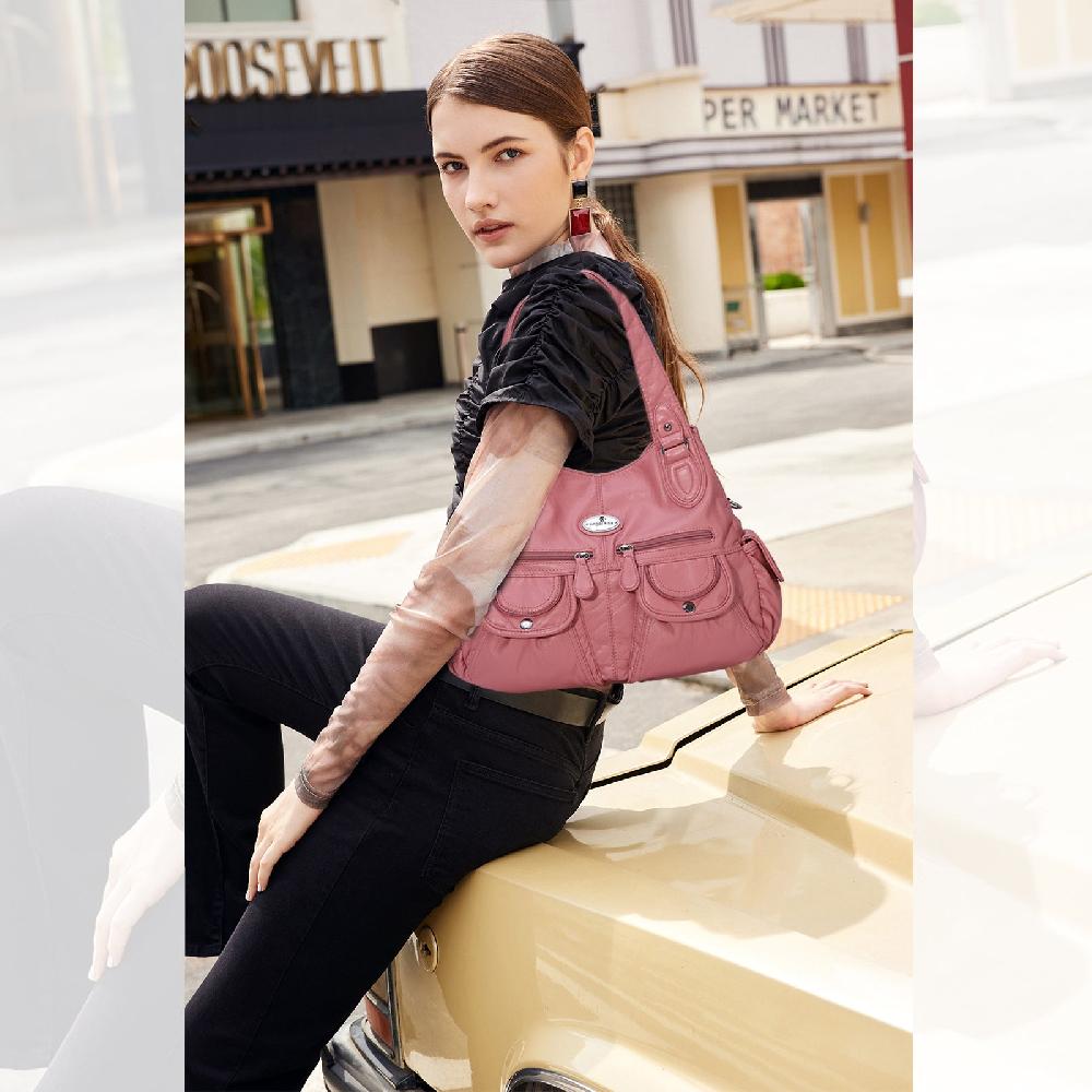 Nicole & Doris Soft Washed Leather Tote Bags