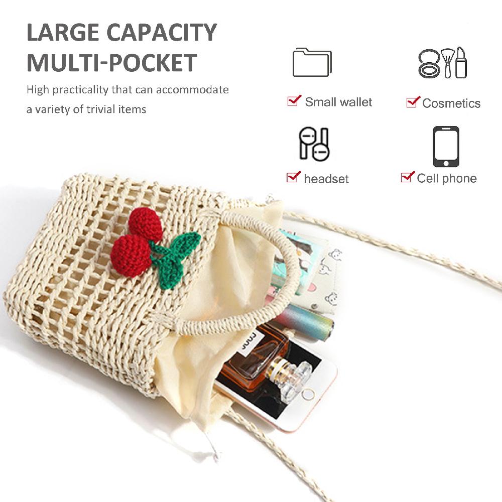 Nicole & Doris Straw Mini Rattan Bag Bucket Bag