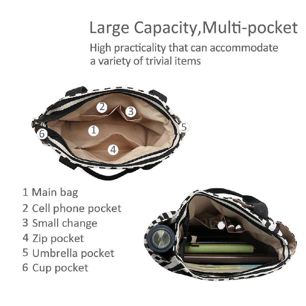 Nicole & Doris Stripe Canvas Tote Bag