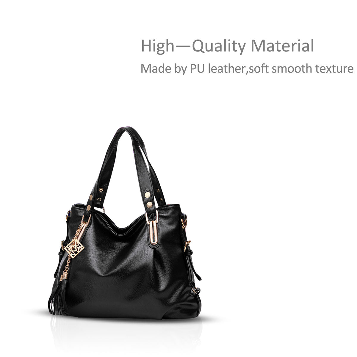 Nicole & Doris Two Tassels Decor PU Tote Bag