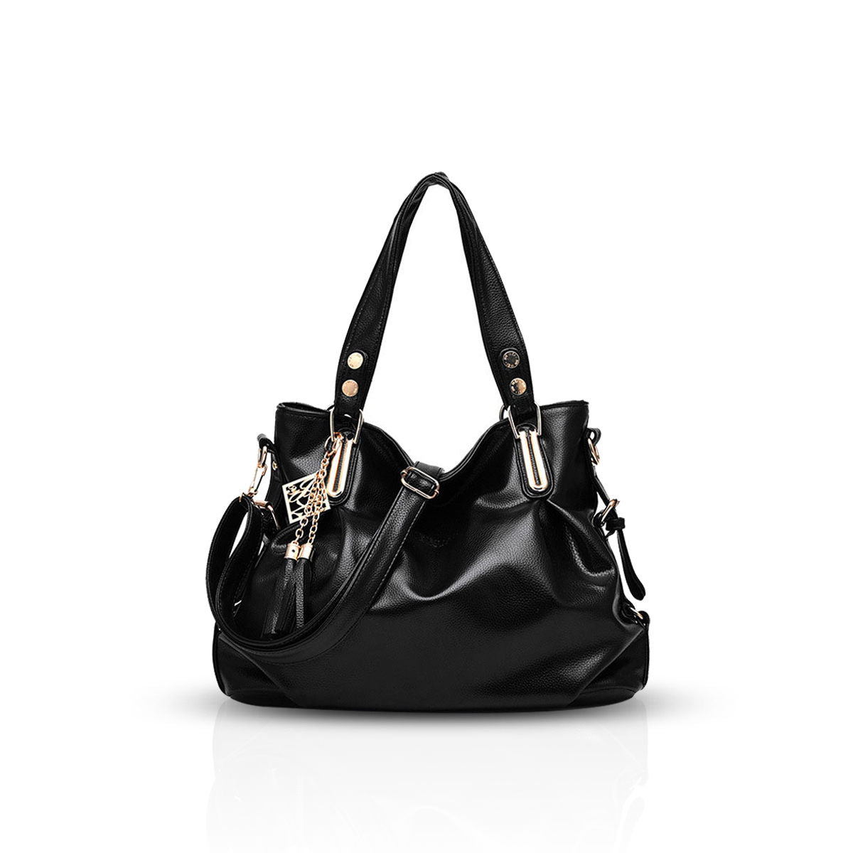 nicole & doris Two Tassels Decor PU Tote Bag