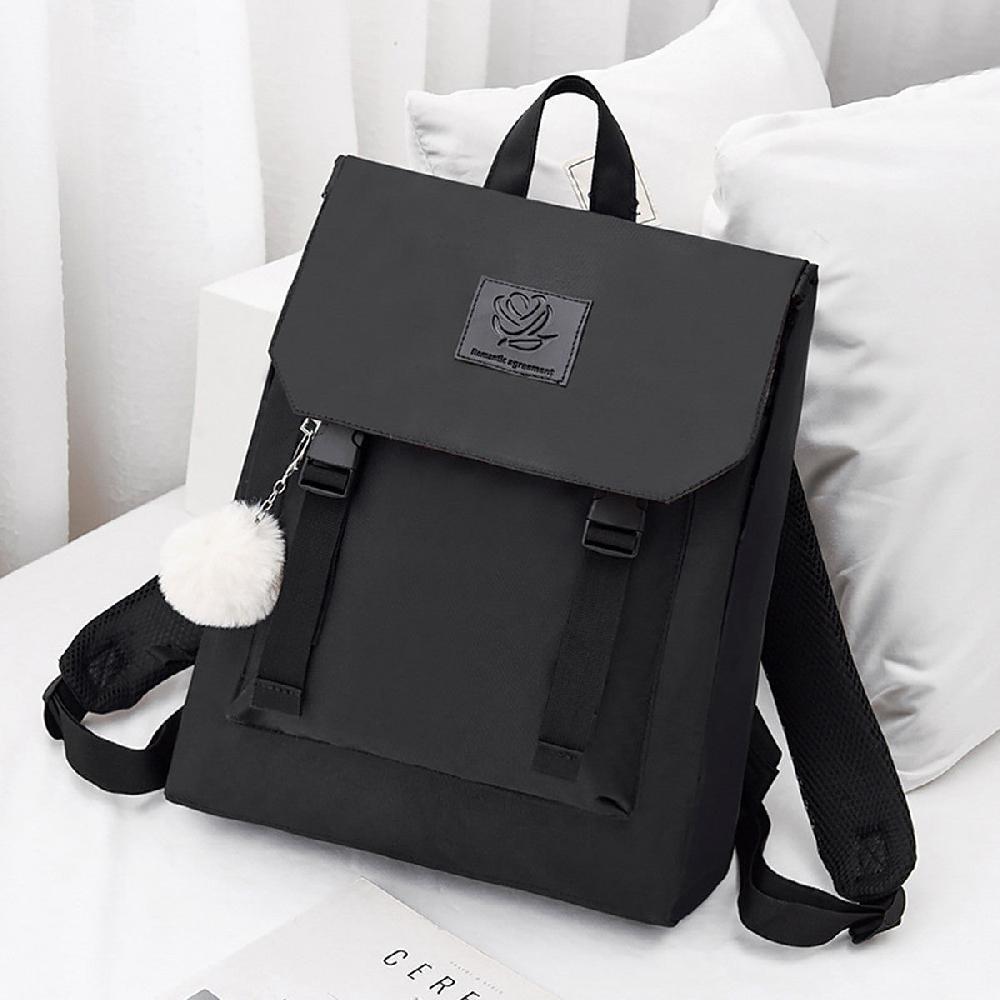 Nicole & Doris White Fur Pom Pom Decor Backpack