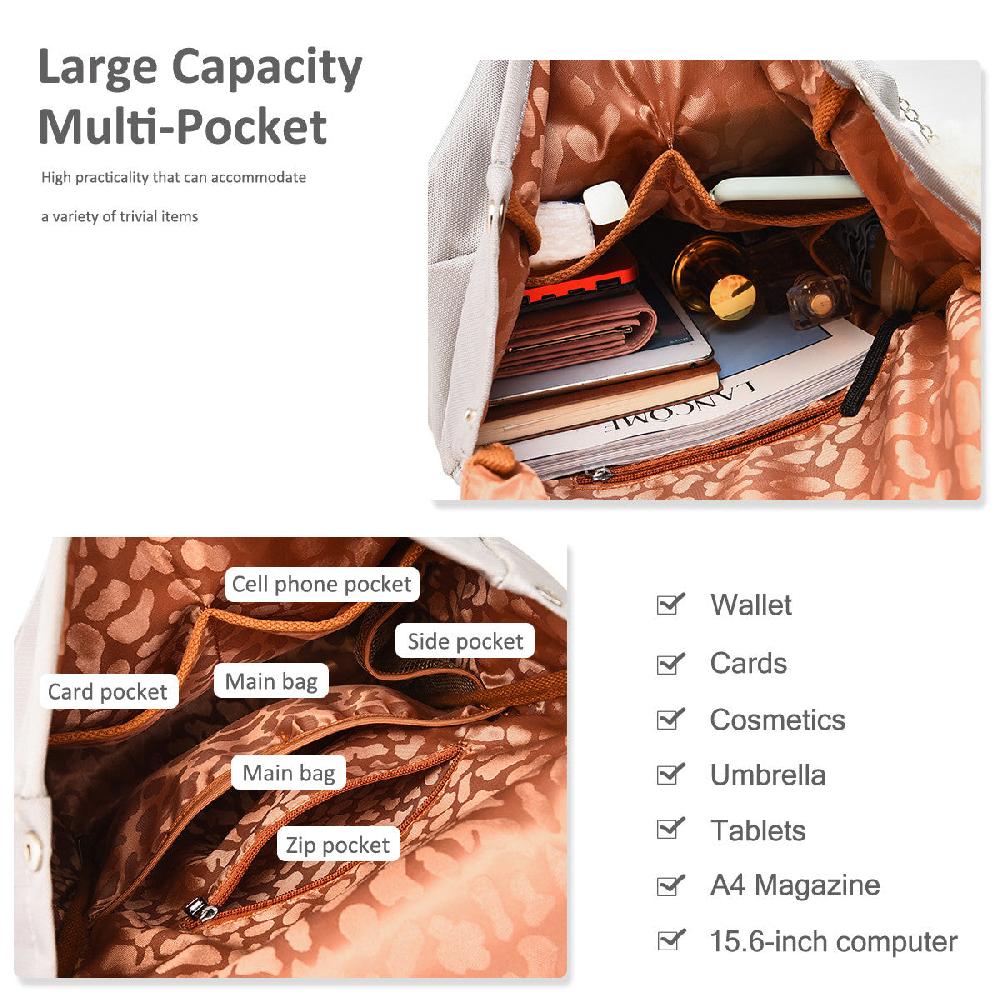 Nicole & Doris White Fur Pom Pom Decor Backpack