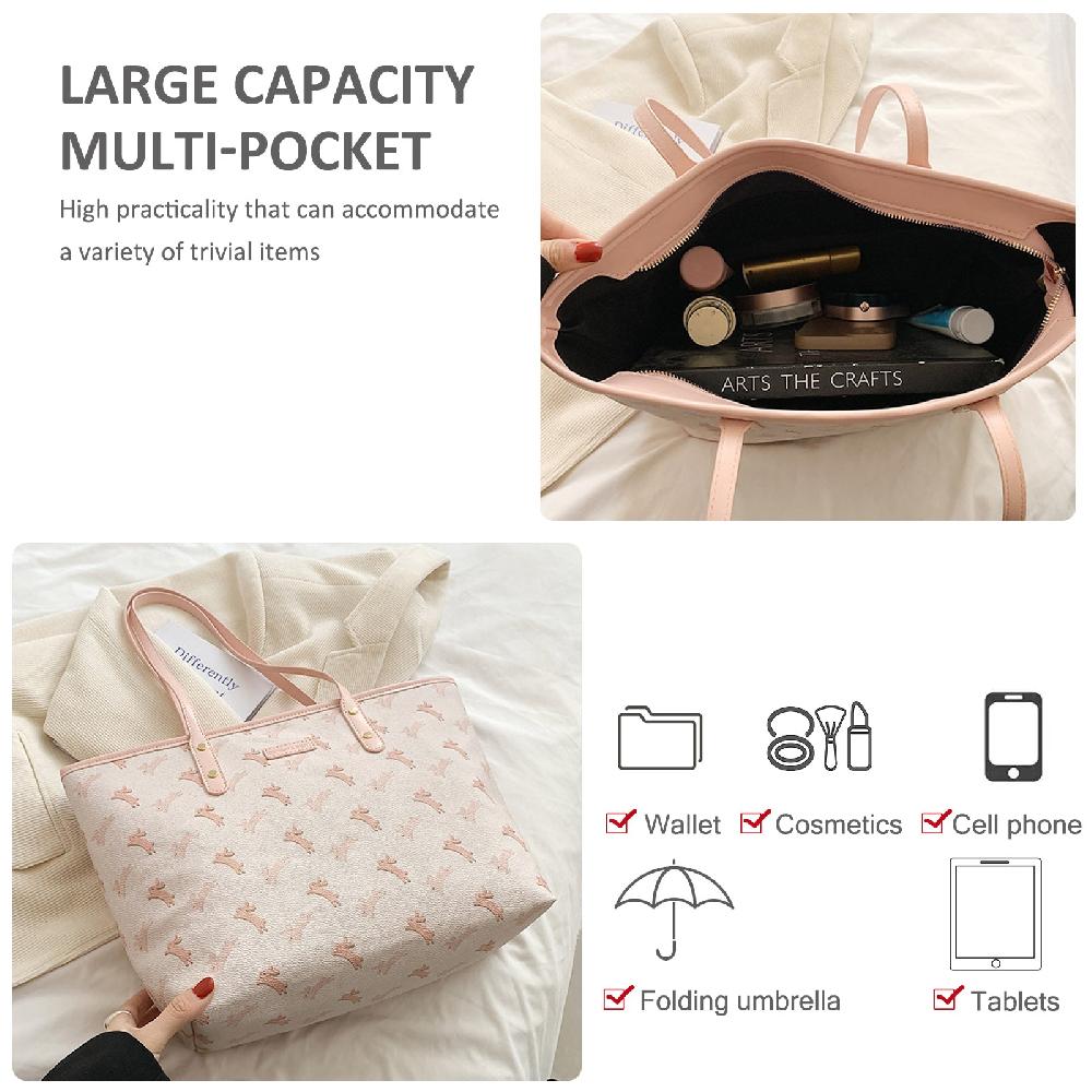 Nicole & Doris Printed Shoulder Bag PU Leather Top-handle Shopping Bags