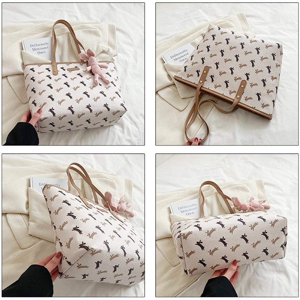 Nicole & Doris Printed Shoulder Bag PU Leather Top-handle Shopping Bags