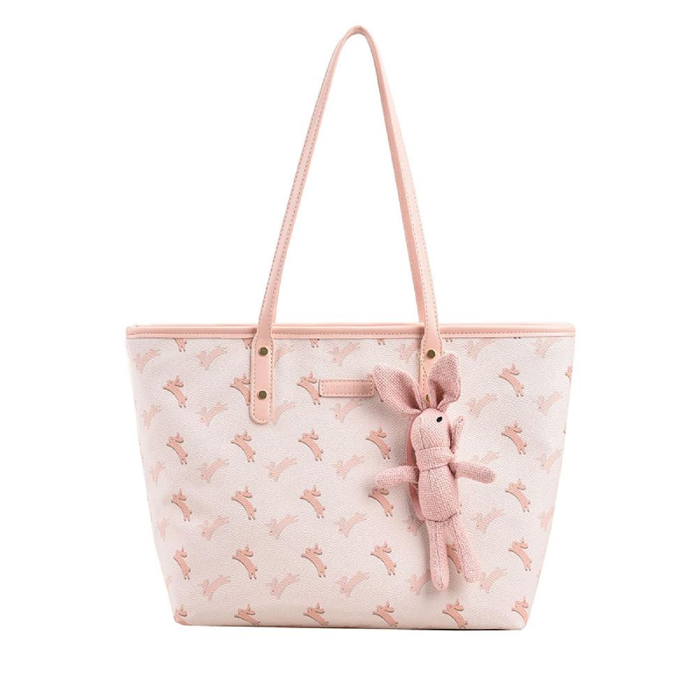 nicole & doris Printed Shoulder Bag PU Leather Top-handle Shopping Bags