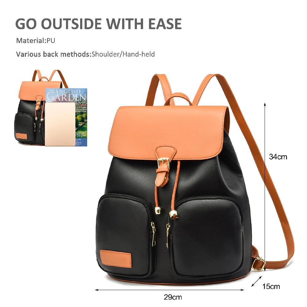 Nicole & Doris PU Leather Anti-theft Travel Daypack Flap Backpack