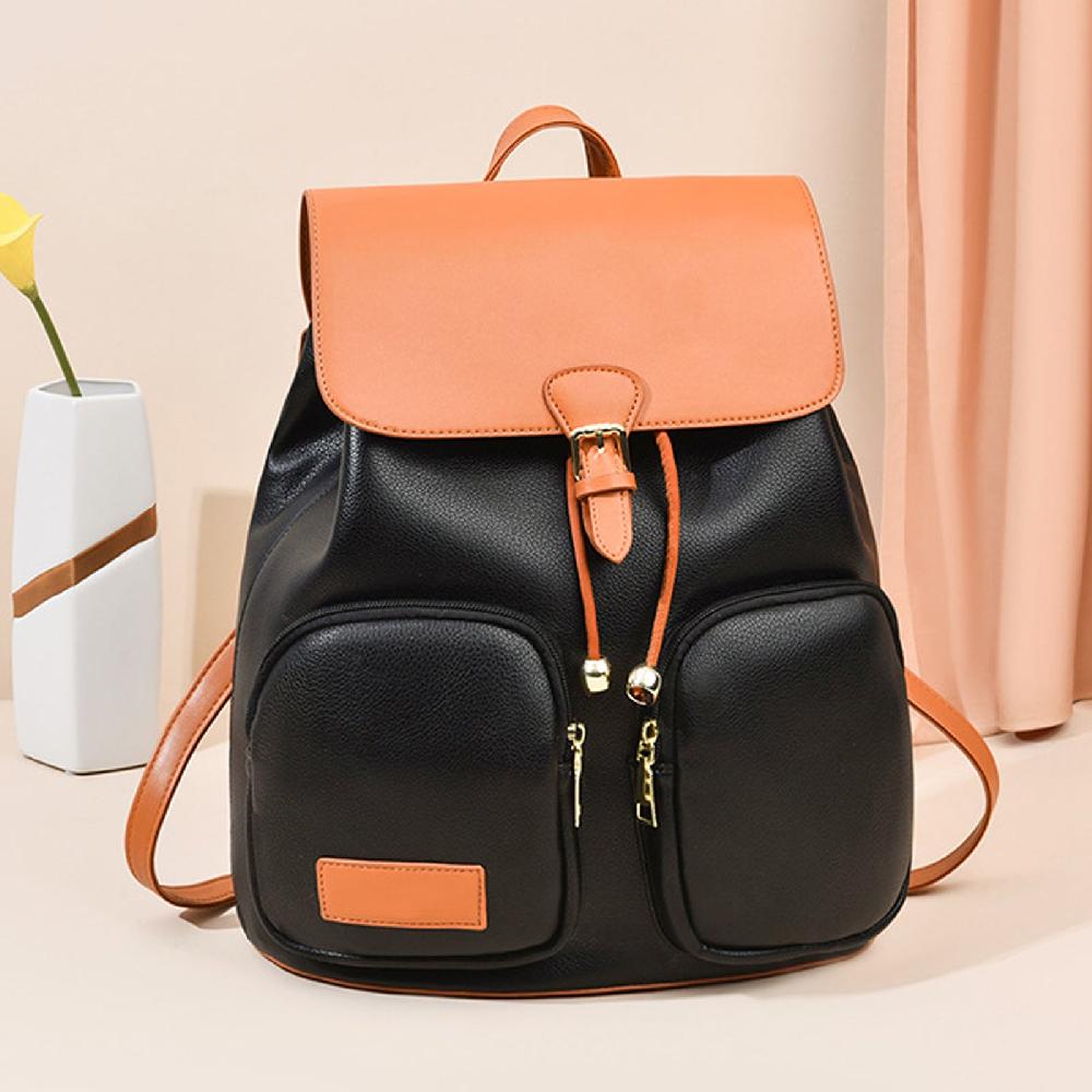 Nicole & Doris PU Leather Anti-theft Travel Daypack Flap Backpack