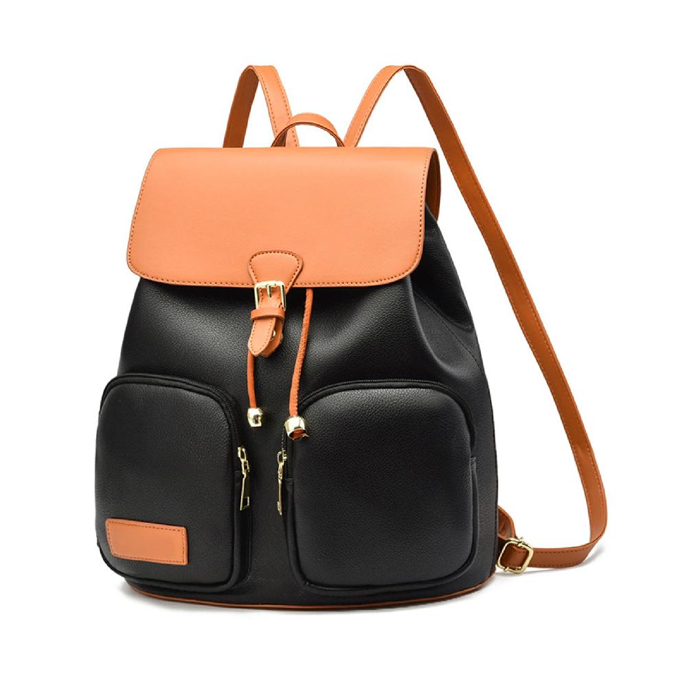 nicole & doris PU Leather Anti-theft Travel Daypack Flap Backpack