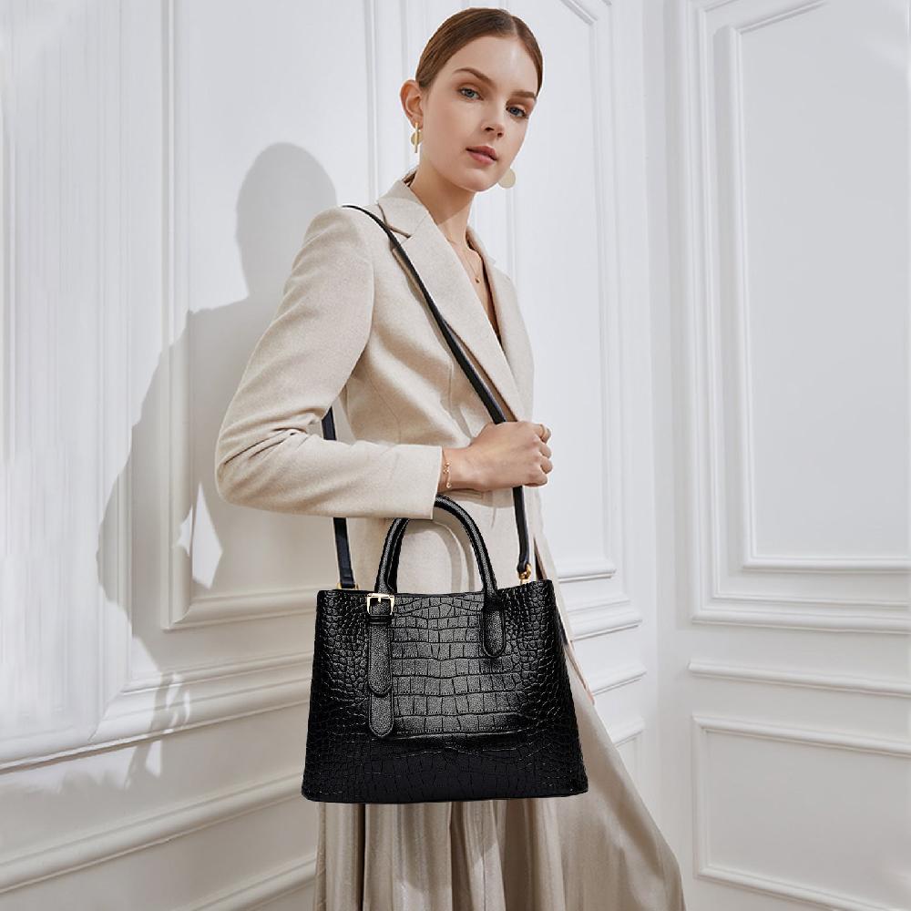 Nicole & Doris PU Leather Crossbody Bag Crocodile Texture