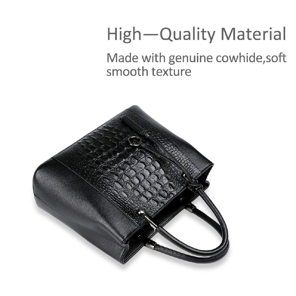 Nicole & Doris Retro & Elegant Croc Decor Genuine Leather Handbag