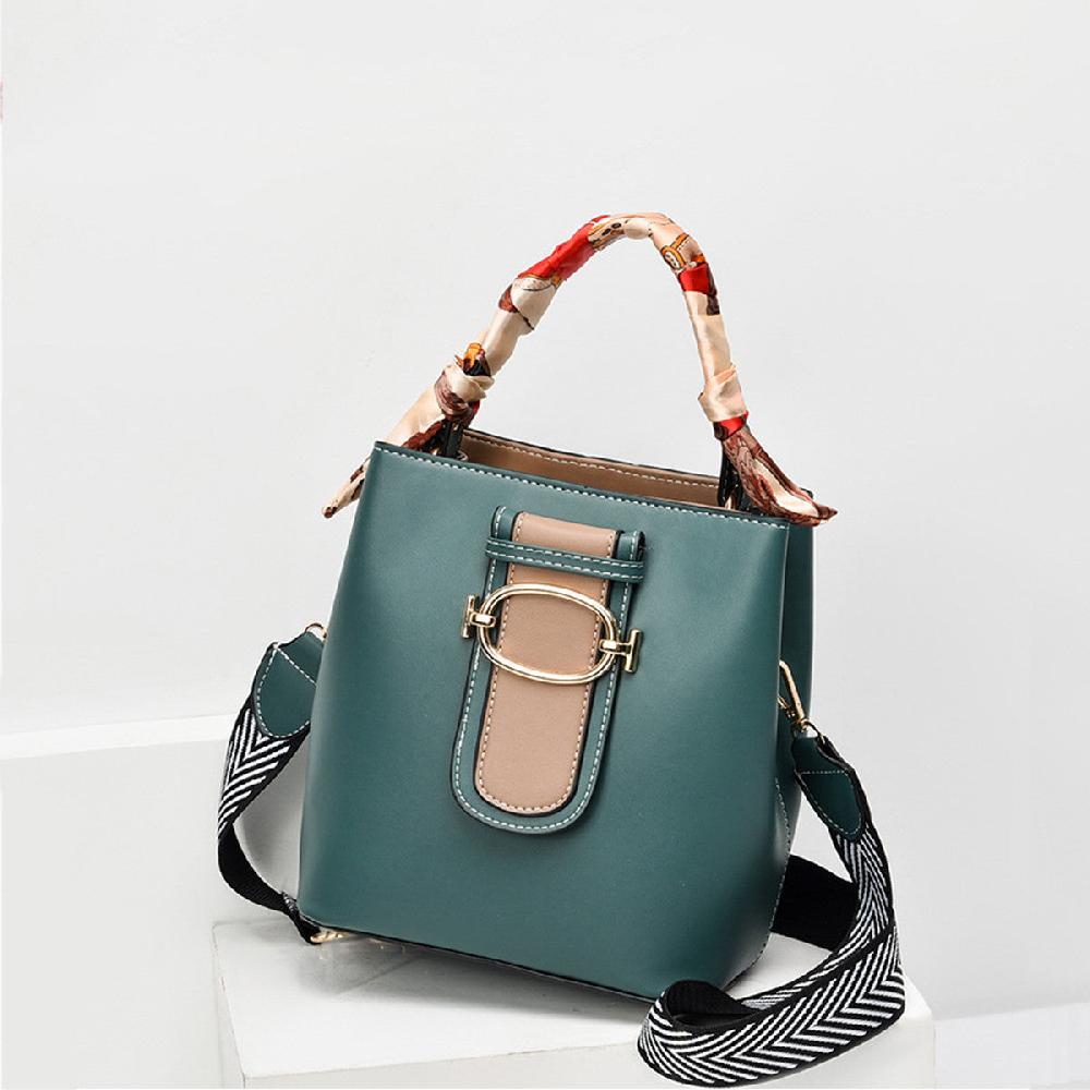 Nicole & Doris Silk Scarf Decor Top Handle Messenger Bag