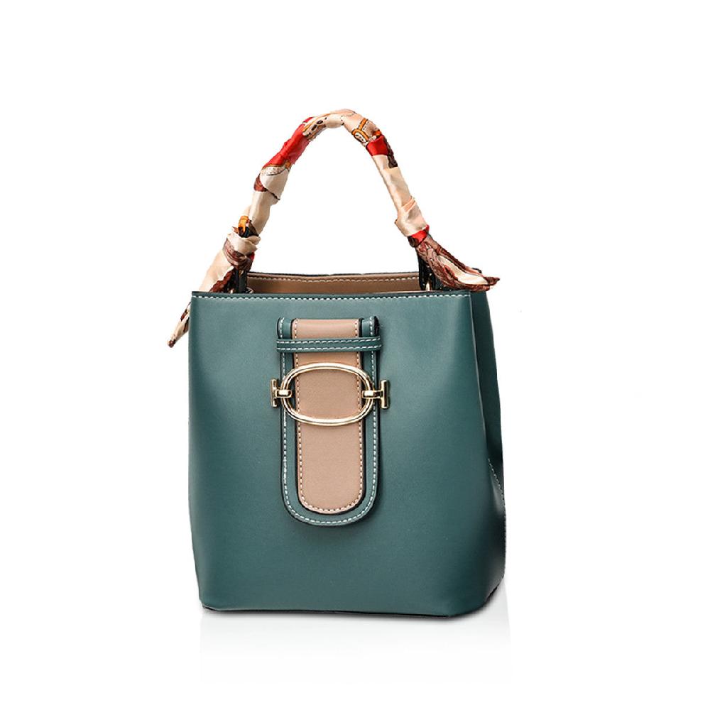 nicole & doris Silk Scarf Decor Top Handle Messenger Bag