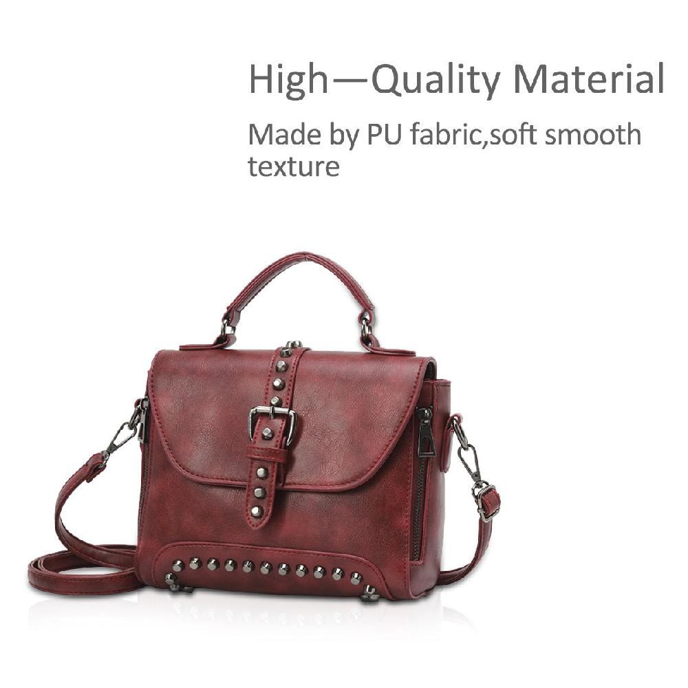 Nicole & Doris Single Colour Rivets Decor Ladies Messenger Bag