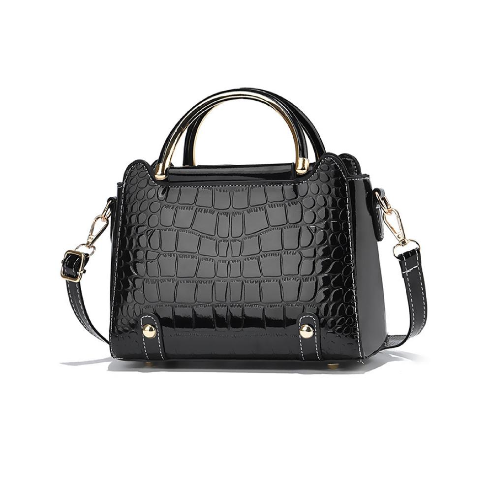 nicole & doris Small Top Handle Handbags Patent Crocodile Handbag