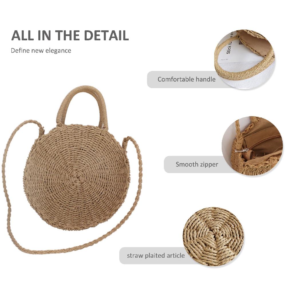 Nicole & Doris Straw Crossbody Bags For Women Round Handbag