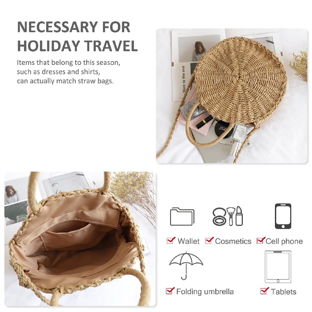 Nicole & Doris Straw Crossbody Bags For Women Round Handbag