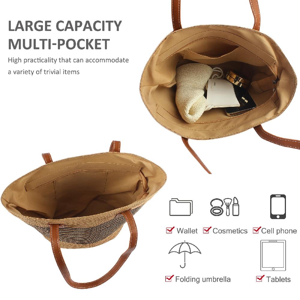 Nicole & Doris Straw Handbags For Women Summer Beach Bag