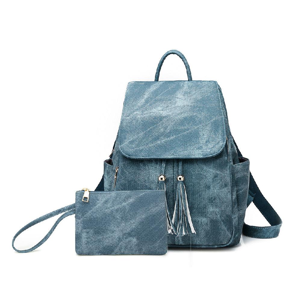 nicole & doris Tassel Decor Canvas Backpack With A Purse