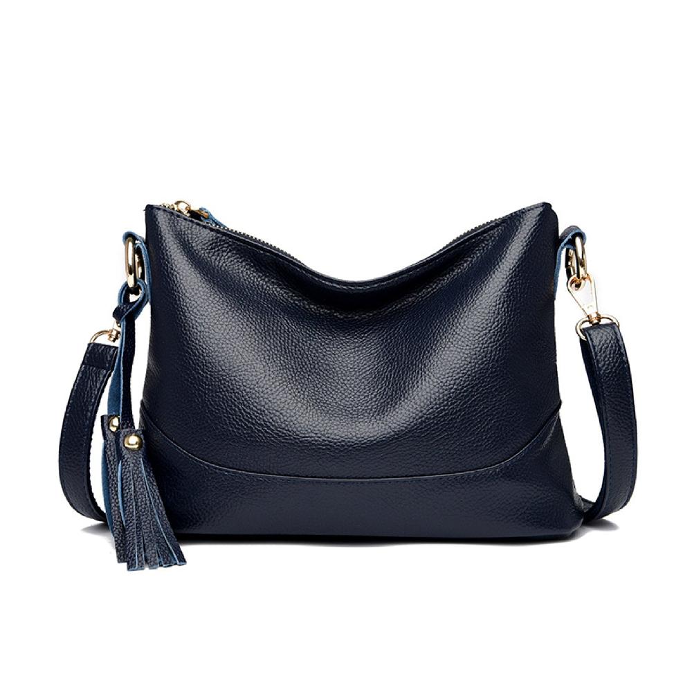 nicole & doris Tassel Decor Single Colour PU Messenger Bag