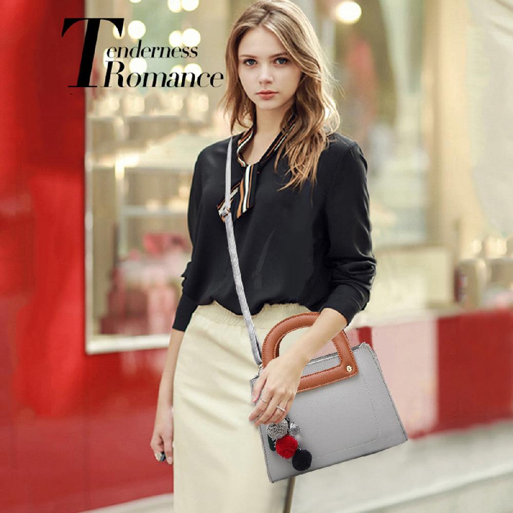 Nicole & Doris Three Colours Pom Pom Decor Messenger Bag