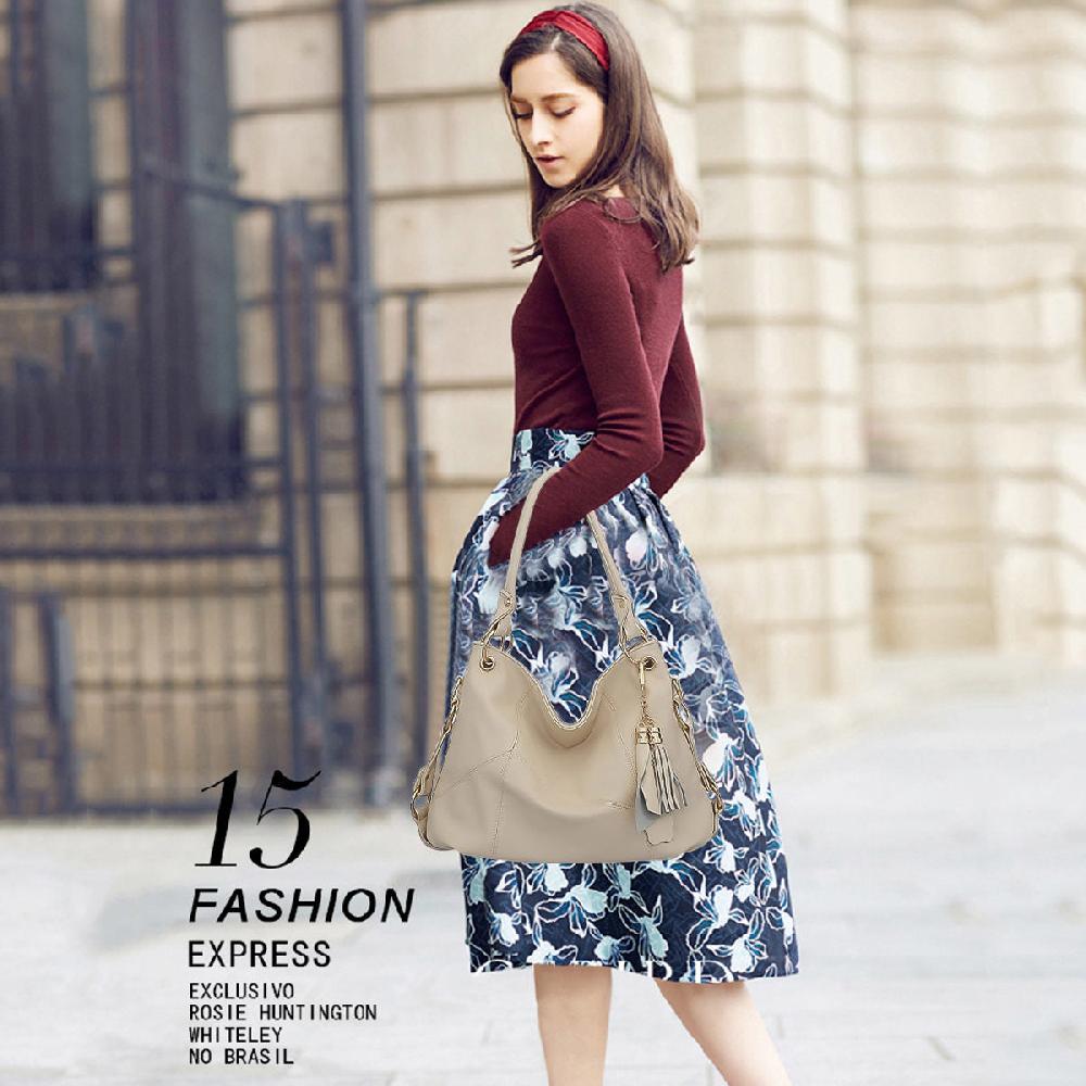 Nicole & Doris Two Tassels Decor Plain Ladies Handbag