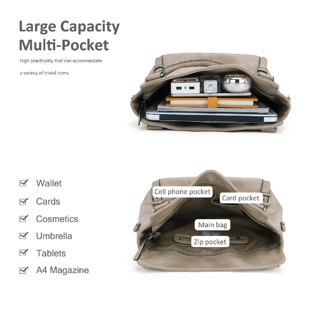 Nicole & Doris Two Zips Front Single Colour Tote Bag With A Purse