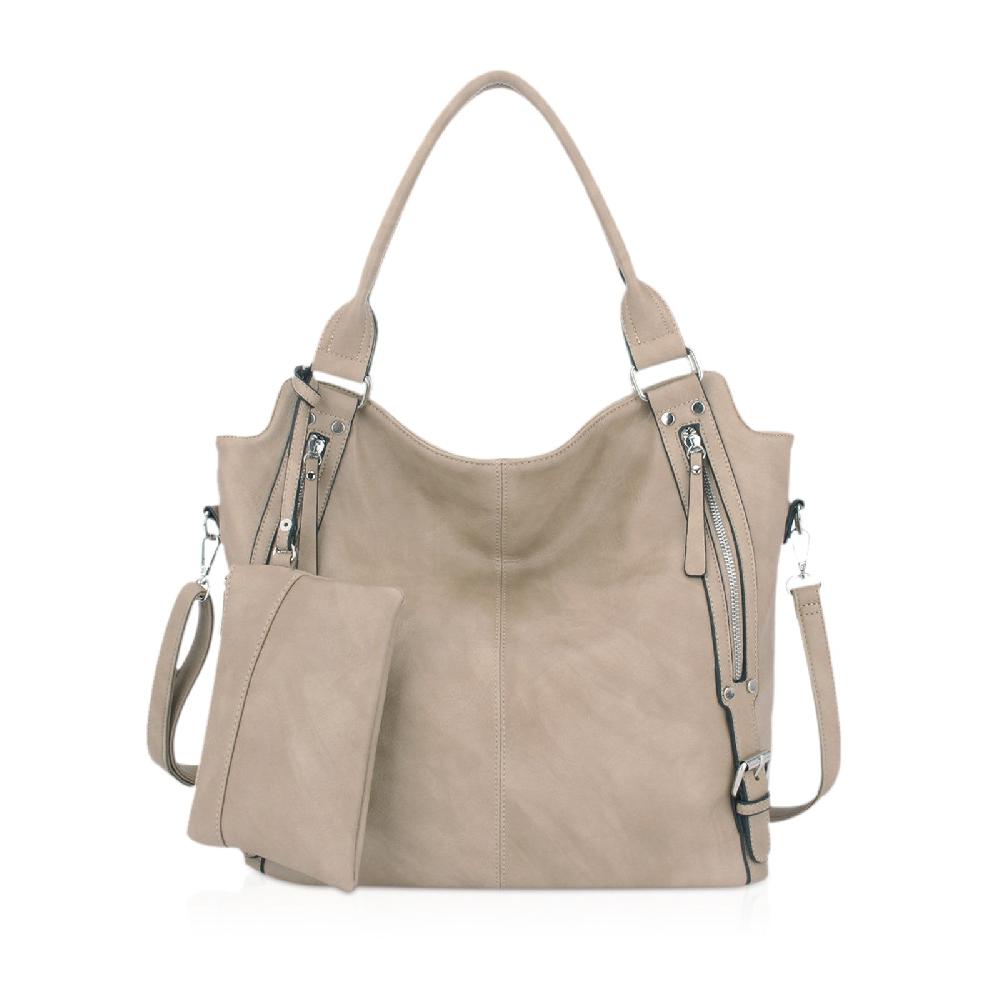 nicole & doris Two Zips Front Single Colour Tote Bag With A Purse