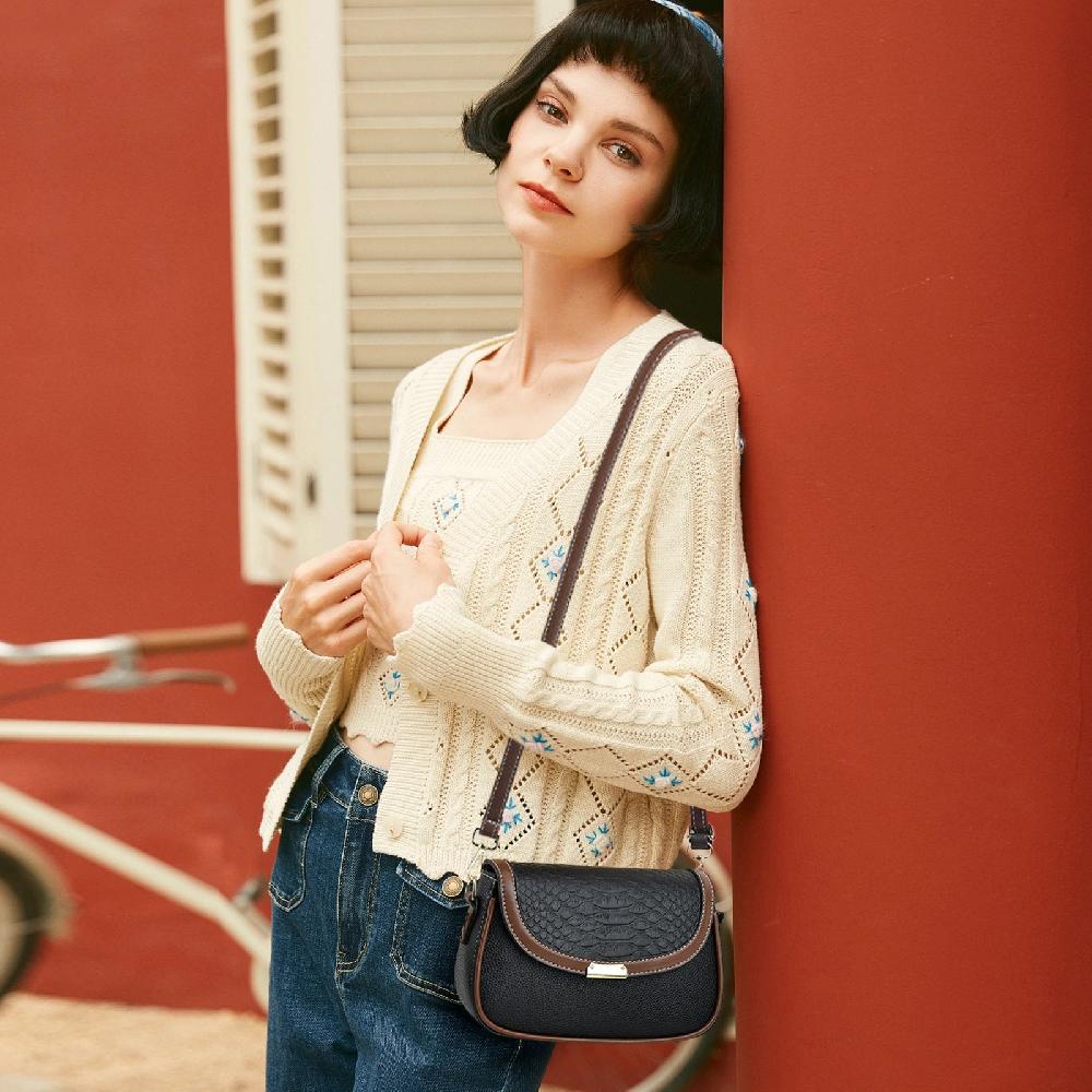 Nicole & Doris Vintage Satchel Bag PU Leather Saddle Bag