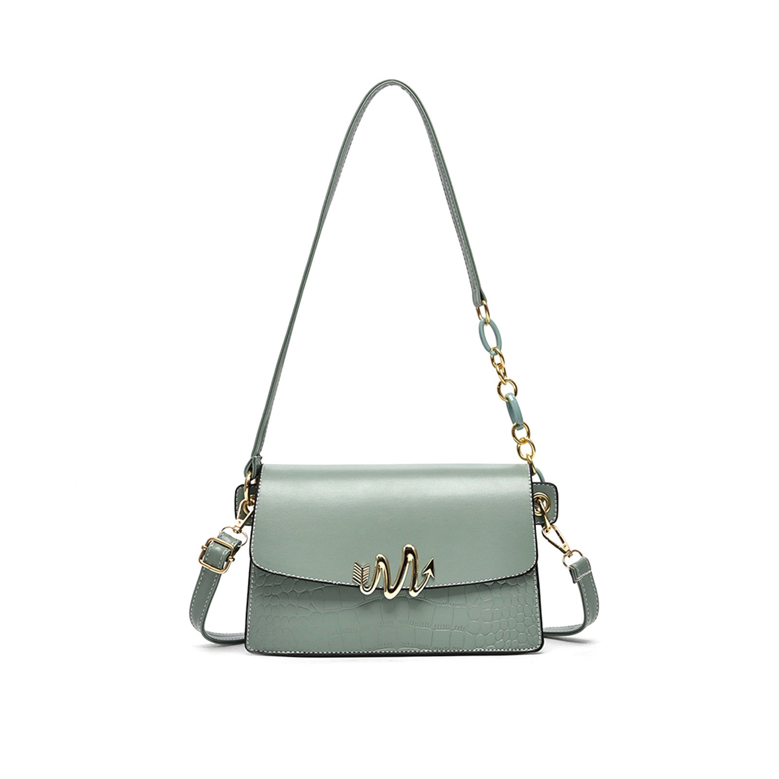 nicole & doris with Chain Underarm Bag Crocodile Messenger Bag