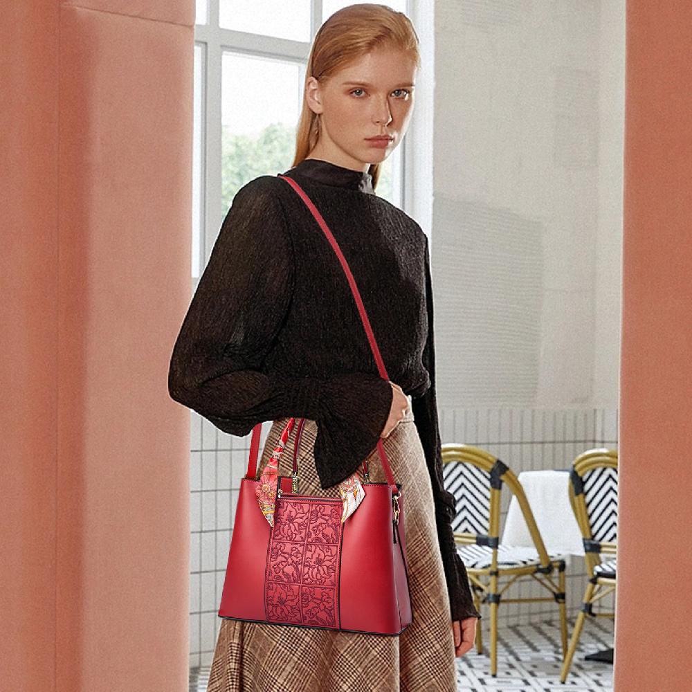 Nicole & Doris Women Fashion Handbags Embroidery Top Handle Handbag