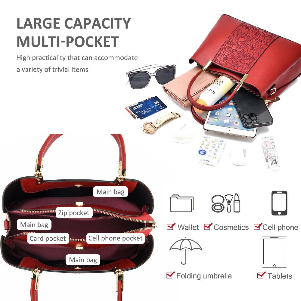 Nicole & Doris Women Fashion Handbags Embroidery Top Handle Handbag