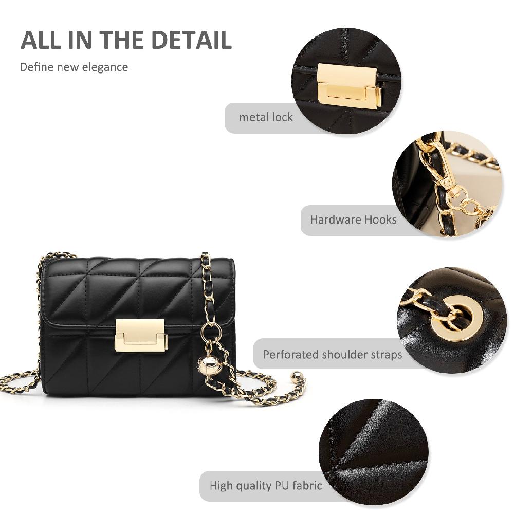 Nicole & Doris Women Satchel Handbag PU Leather Purse Bag With Gold Chain Strap