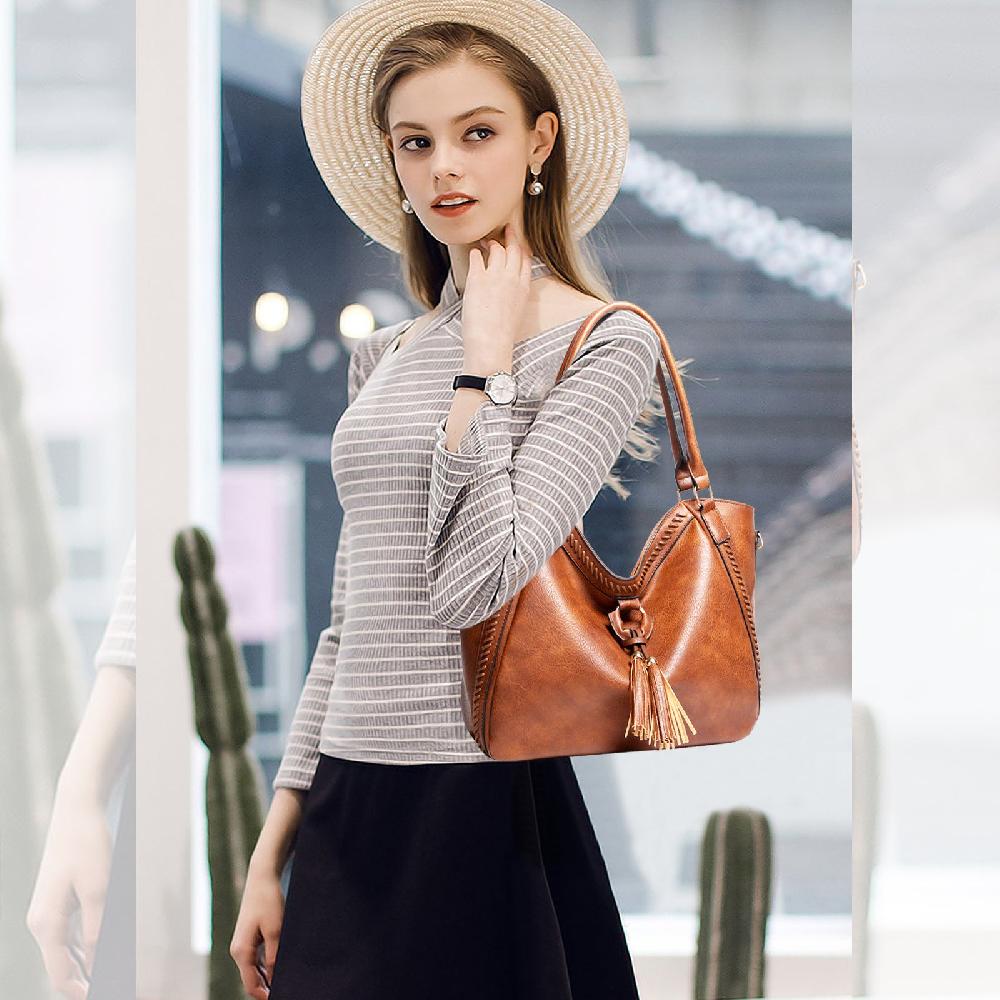 Nicole & Doris Women Soft Tassel Decor Vintage Handbag