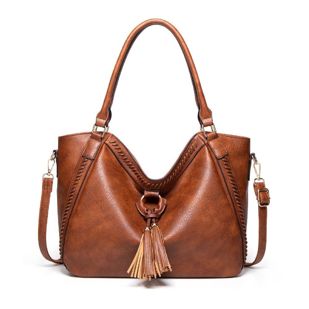 nicole & doris Women Soft Tassel Decor Vintage Handbag