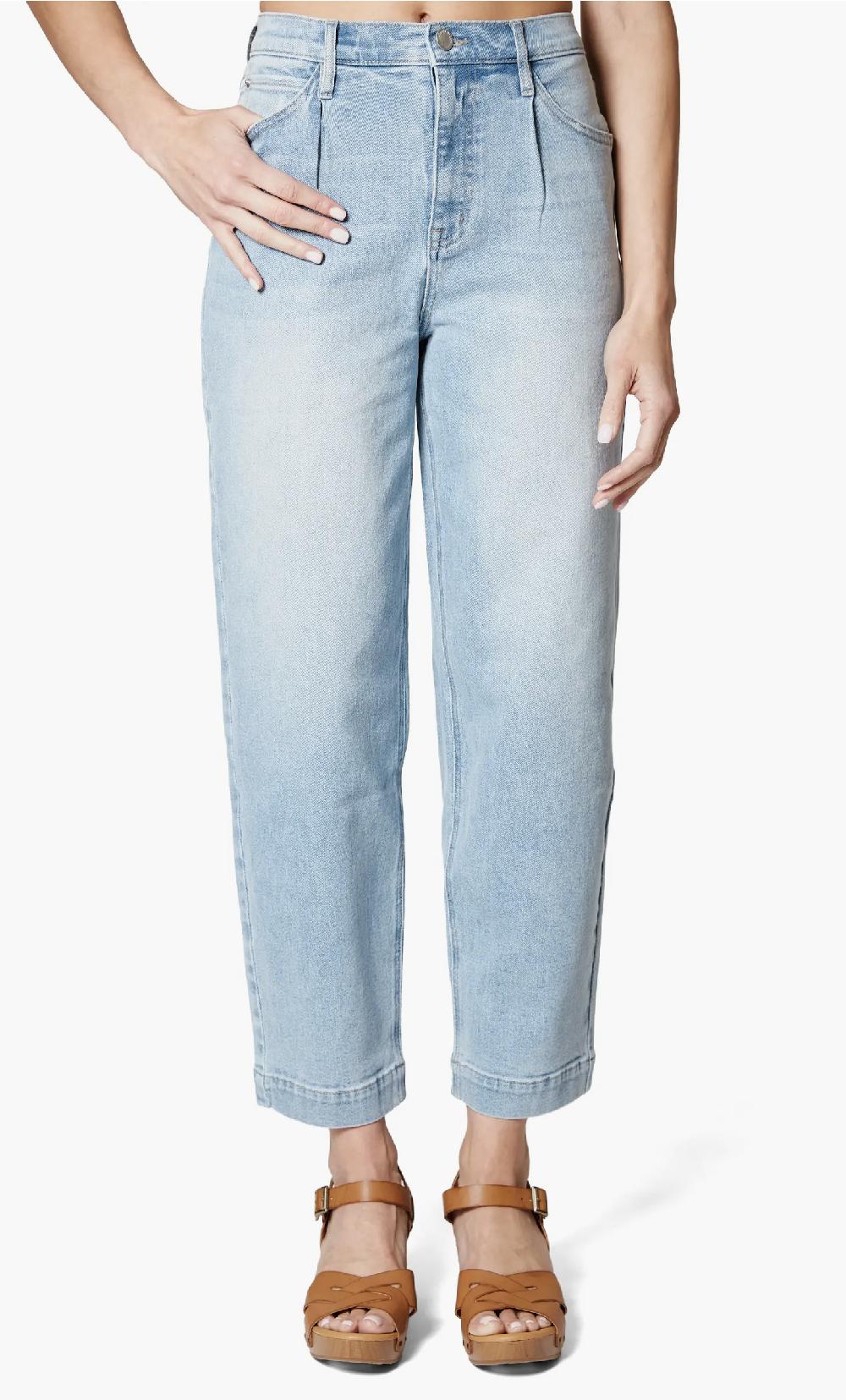 nicole miller High Waisted Pleated Front Tapered Leg Jeans