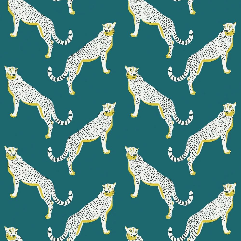 nicole miller Guepardo Teal Peel & Stick Wallpaper