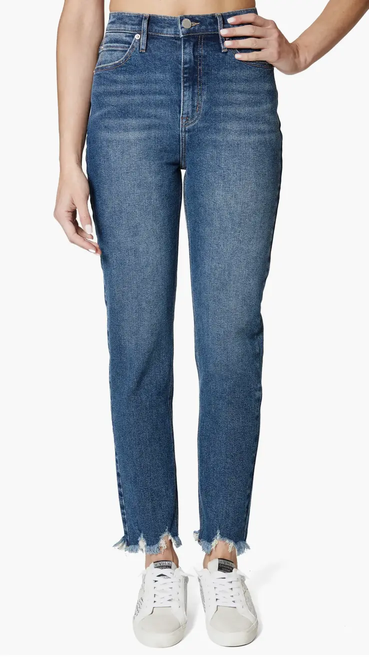 nicole miller High Waist Fray Ankle Slim Jeans