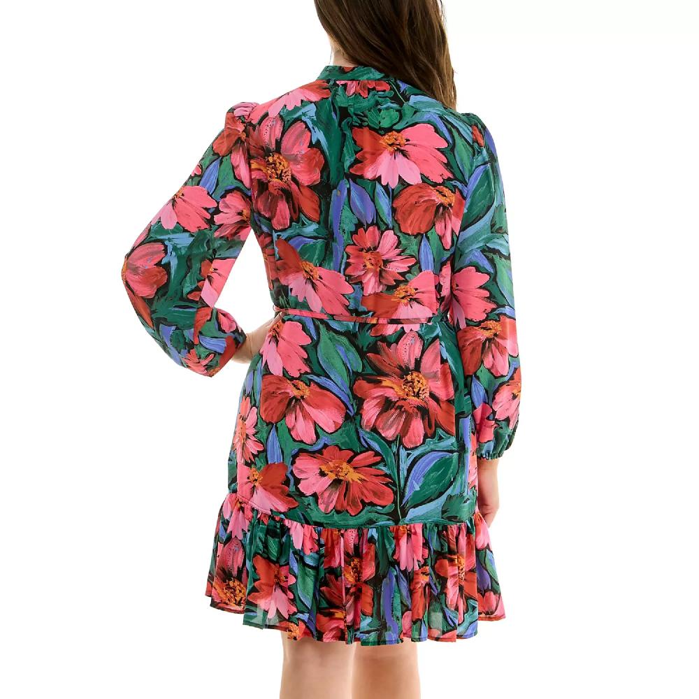 Nicole Miller Long Bell Sleeved Shirtdress