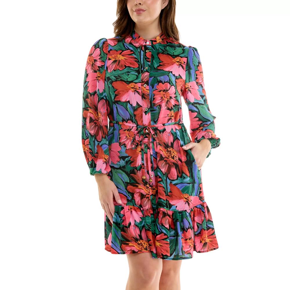 nicole miller Long Bell Sleeved Shirtdress