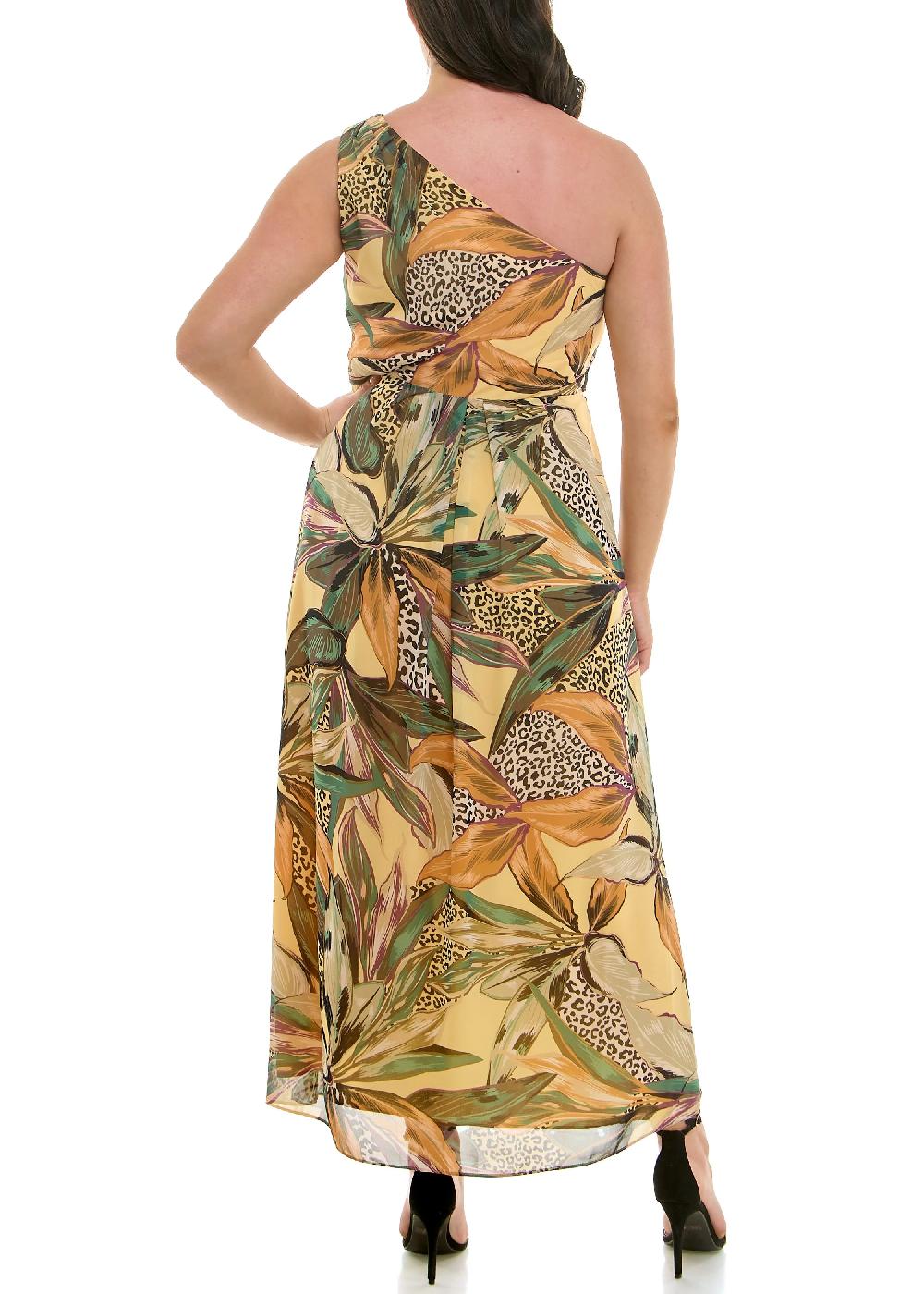 Nicole Miller One Shoulder Maxi Dress