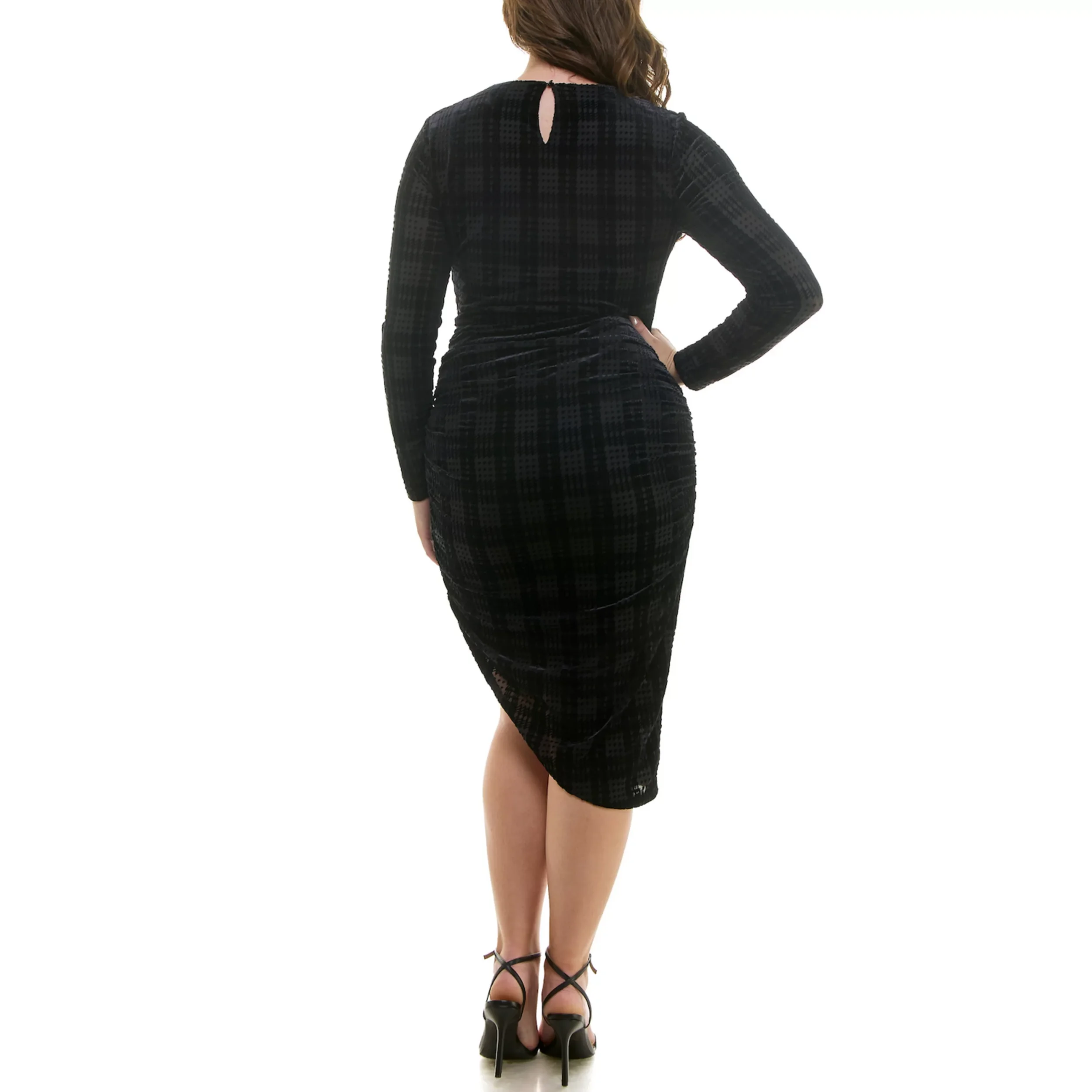 Nicole Miller Plaid Burnout Velvet Bodycon Dress