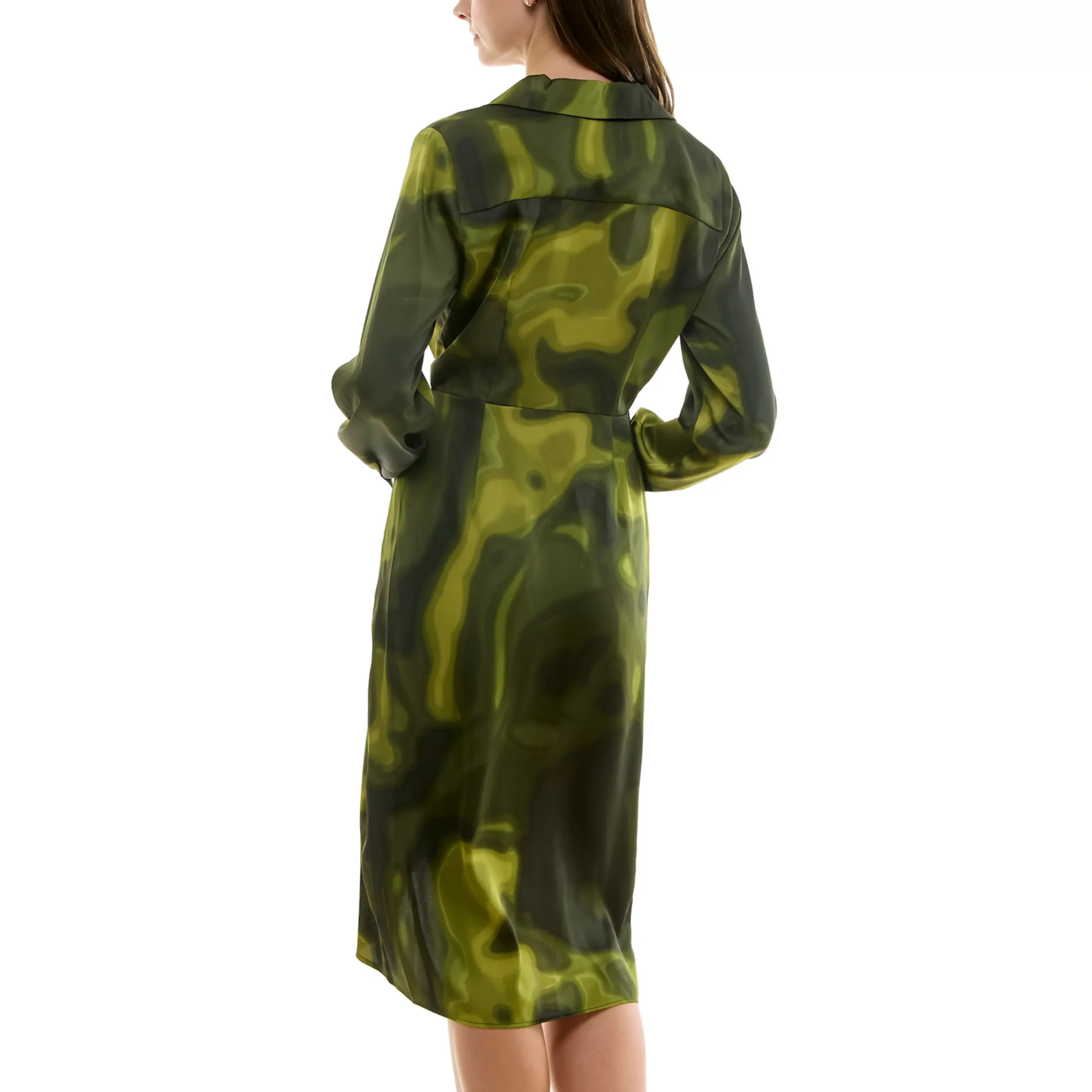 Nicole Miller Printed Surplice Satin Shirtdress