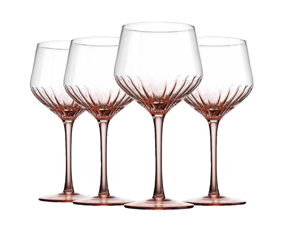 nicole miller Set of 4 Blush Wine Glasses