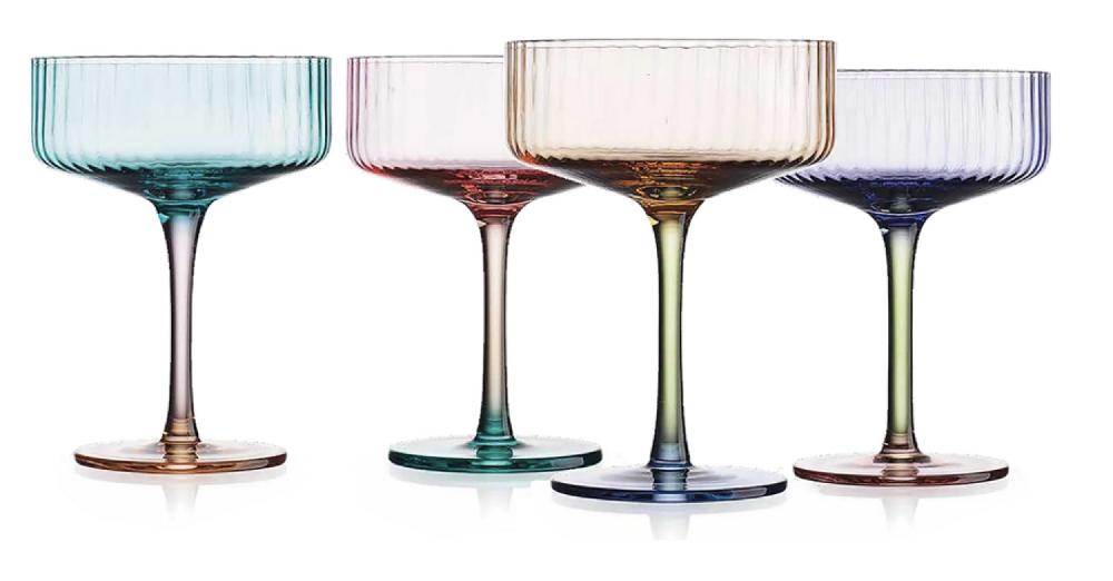 nicole miller Set of 4 Colored Coupe Glasses