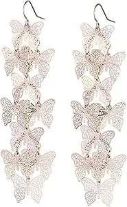 nicole miller Rosegold Casted Cutout Layered Butterfly Fashion Dangle Earrings