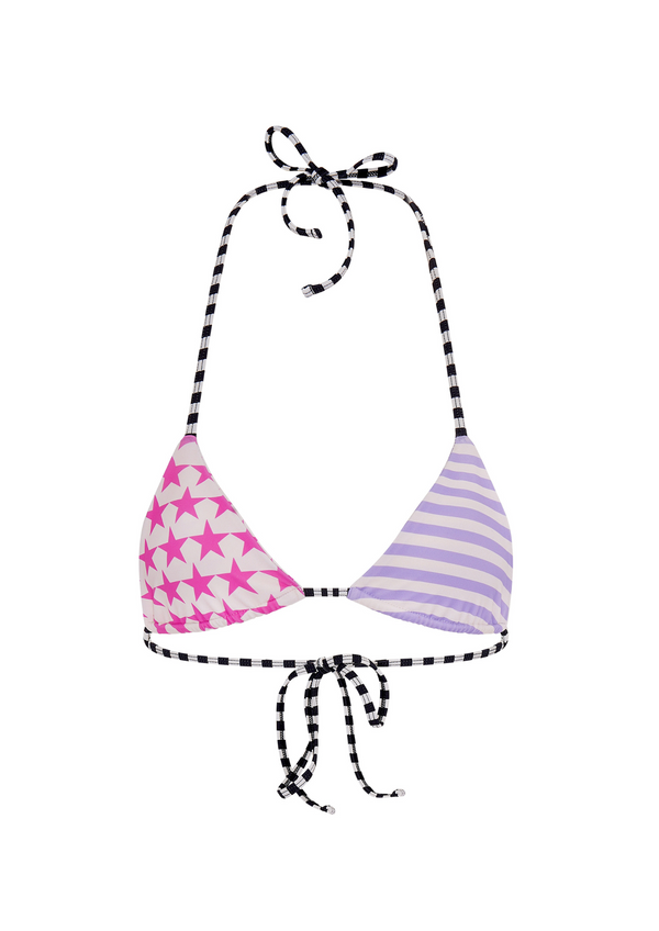 niihai ALL STARS TRIANGLE BIKINI TOP IN PINKS & PURPLES