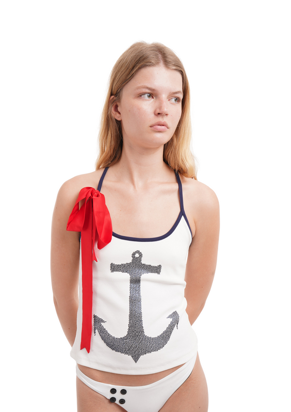 niihai ANCHOR VEST IN WHITE