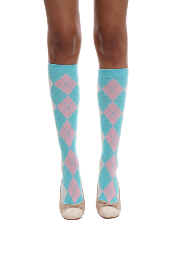 Niihai ARGYLE SOCKS IN BLUE & PINK